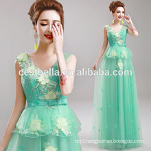 Alibaba China Supplier 2017 Hot Selling Floral Light Green Long Evening Dress Online Shopping Evening Wear